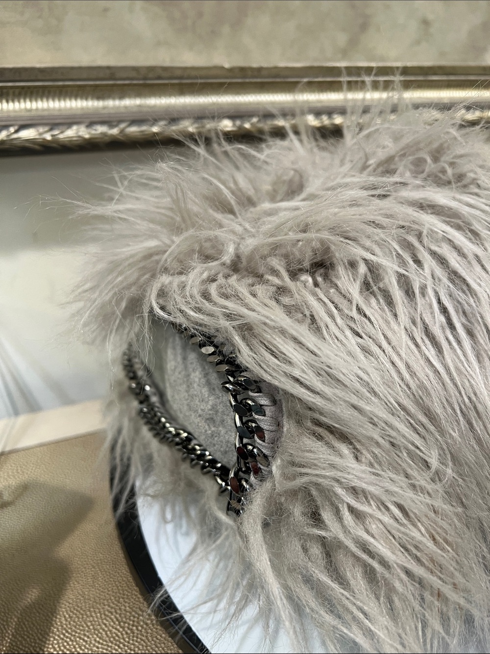 Stella McCartney Falabella Gray Faux Fur Shoulder Bag - Picture 8 of 14